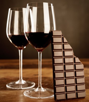 Red wine and chocolate bar
